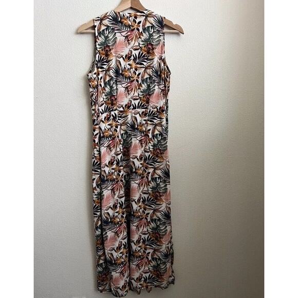 Garnet Hill Wrap Dress Floral Maxi Womens Size 0 Leaf Print Sleeveless - Picture 3 of 7